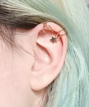 VKME-pendientes de estrella de oro sin Piercing para mujer y hombre, pendientes de Clip para la oreja de cartílago falso Simple, joyería con Clip