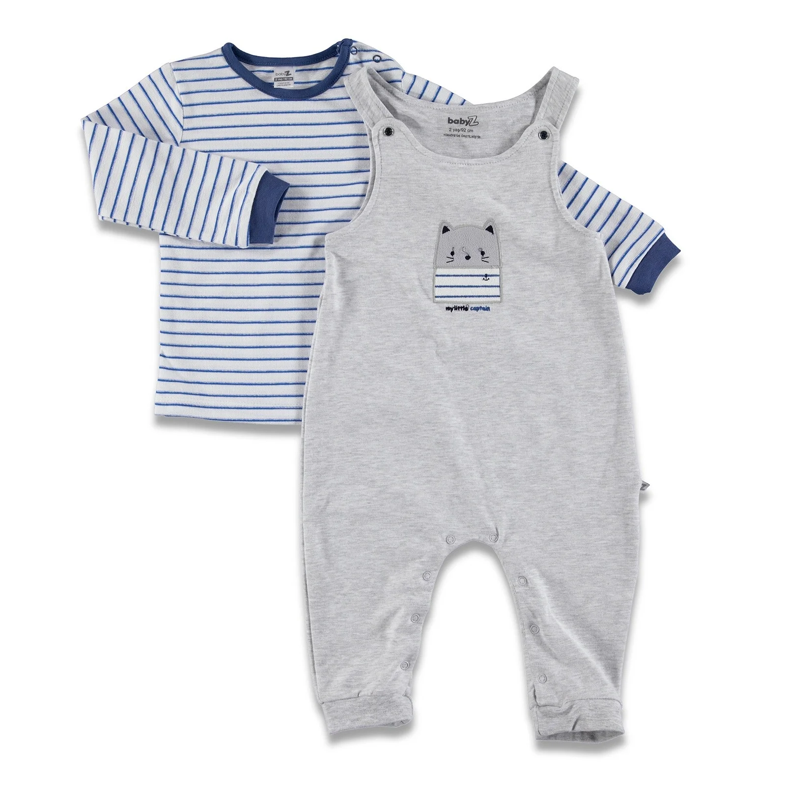 

ebebek BabyZ Baby Striped Embroidered Detail Dungarees Sweatshirt Set 2 pcs