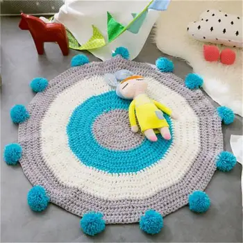

CARPET HANDMADE CHIC DECORATIVE - ROUND RING PATTERNED HALL CARPET - BLUE KITCHEN CARPET