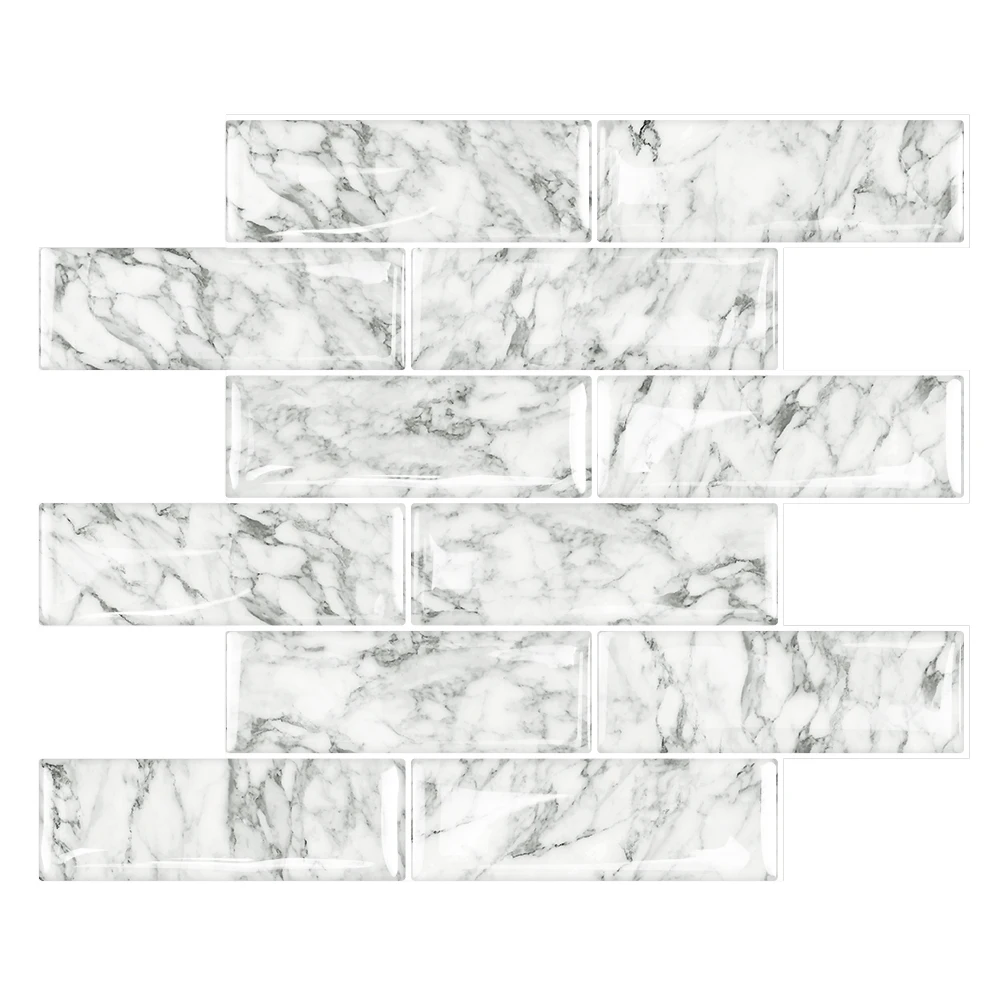 3D Tile Sticker White Subway Tiles Peel and Stick Upgrade Thicker Design Kitchen Backsplash |