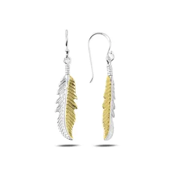 

Angemiel 925 Silver Gold Plated Dangle Leaf Earrings