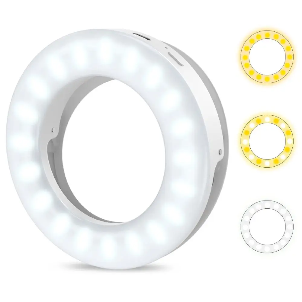 AMIR Selfie Ring Light Phone Camera Light LED Clip on Ring Light USB Led Circle Clip on Selfie
