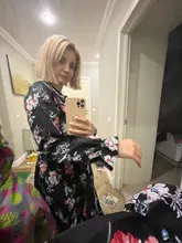 Floral-Dress Loose Full-Sleeve Fashion Women Casual Autumn Winter High-Waist
