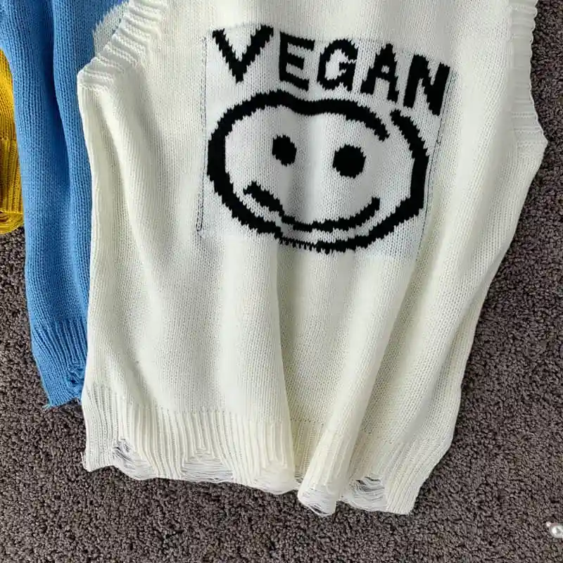 Autumn Female Student Casual Temperament Knitted Pullover Vest letter emboridery Sleeveless V-neck Sweater Vest autumn
