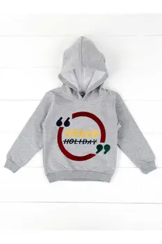 

Gray Seasonal Hooded Male Child Sweatshirt