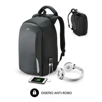 

Backpack subblim secure antitheft black-fits laptops up to 16'/40.64cm-46*30*18cm-zippers inner-usb port --