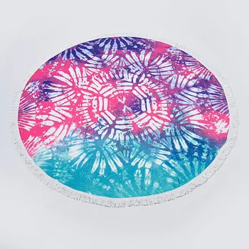 

Terry round towel for beach, 150 cm (pattern: abstract in turquoise colors), арт.3129