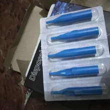 Máquina de tatuaje desechable estéril azul, boquilla de tubo de aguja para pistola de tatuaje, Kits de agarre de taza para tinta, 3/5/7/9/11/13RT, 50 Uds.