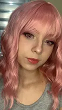 Msholy-peluca ondulada rosa con flequillo Bob corto, Pelo Rizado Bob, pelucas púrpuras sintéticas Rojas, rubias y verdes, Cosplay de alta temperatura