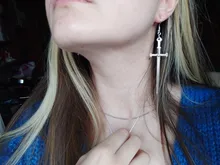 Moon Earrings Swords VIKING-ALTERNATIVE Witchy Pagan Gift Women Silver-Color Gothic Classic