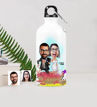 

Personalized Bride Groom Caricature Of Metal Water bowl (500 ml.) -10