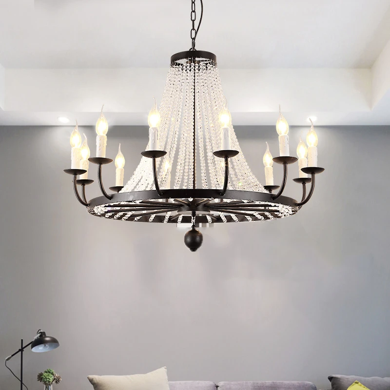 chandelier for living room Modern Crystal Pendant Lamp For Living Room Dining Kitchen Rustic Industrial Iron Chandelier Ring Farmhouse Black Hanging Light wayfair chandeliers