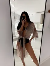 Traje de baño cubierta de gasa a rayas para mujer, Kimono Sexy bohemio de talla grande, ropa de playa, vestido de verano, A790, 2021