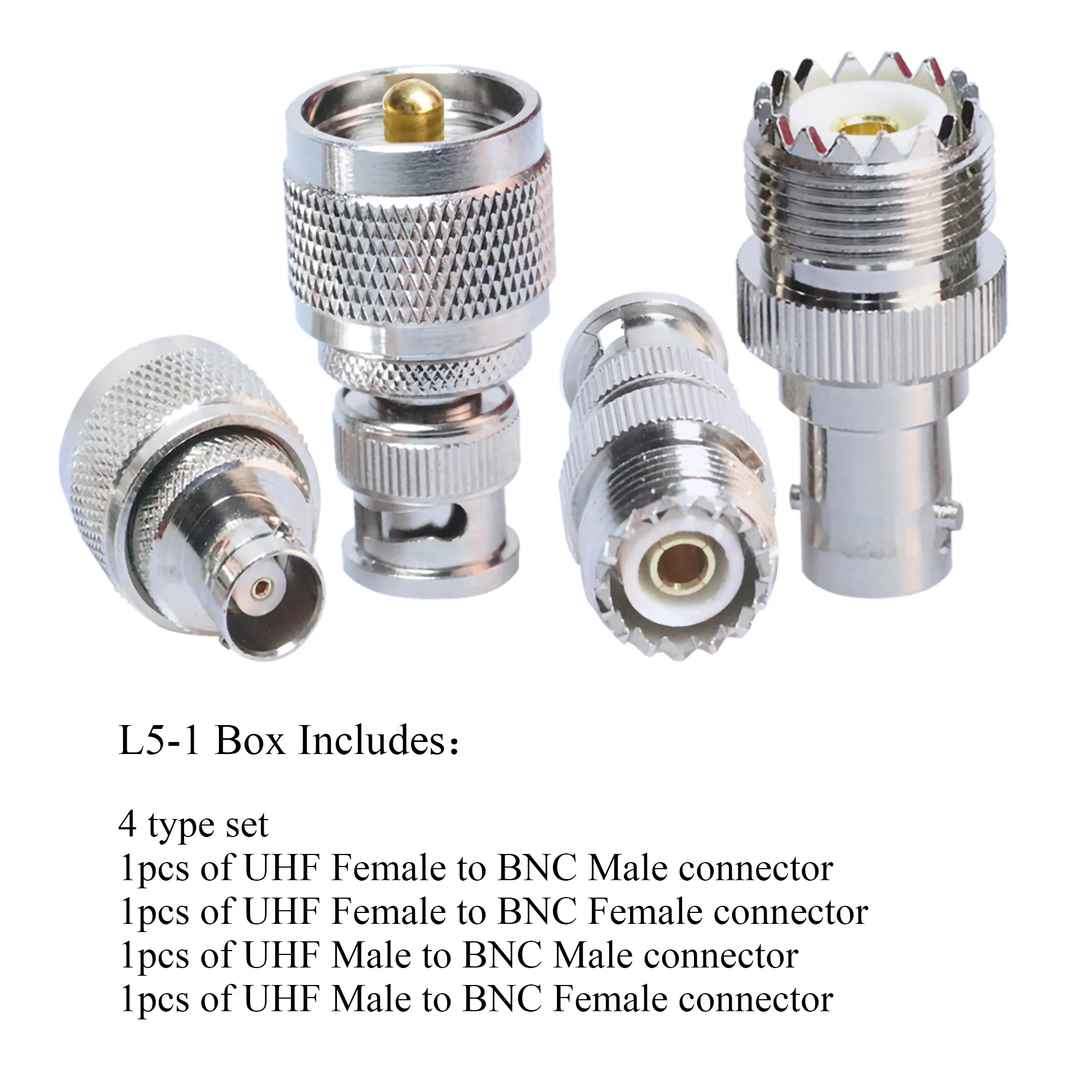 4 rodzaje BNC do UHF zestaw adapterów męski na żeński RF złącze koncentryczne zestaw do CB Radio/przedłużacz BNC PL259 SO239 zestaw adapterów