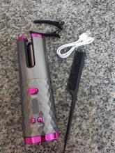 Rizador de pelo inalámbrico y giratorio automático, recargable por USB rizador de pelo, pantalla LED, herramienta de estilismo ajustable con temperatura