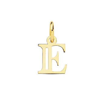 

18k gold pendant letter E uppercase 11mm. Double strip openwork smooth