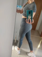 Gym Suit Workout-Clothes Crop-Top Short-Sleeve Active-Wear Yoga-Set Seamless High-Waist