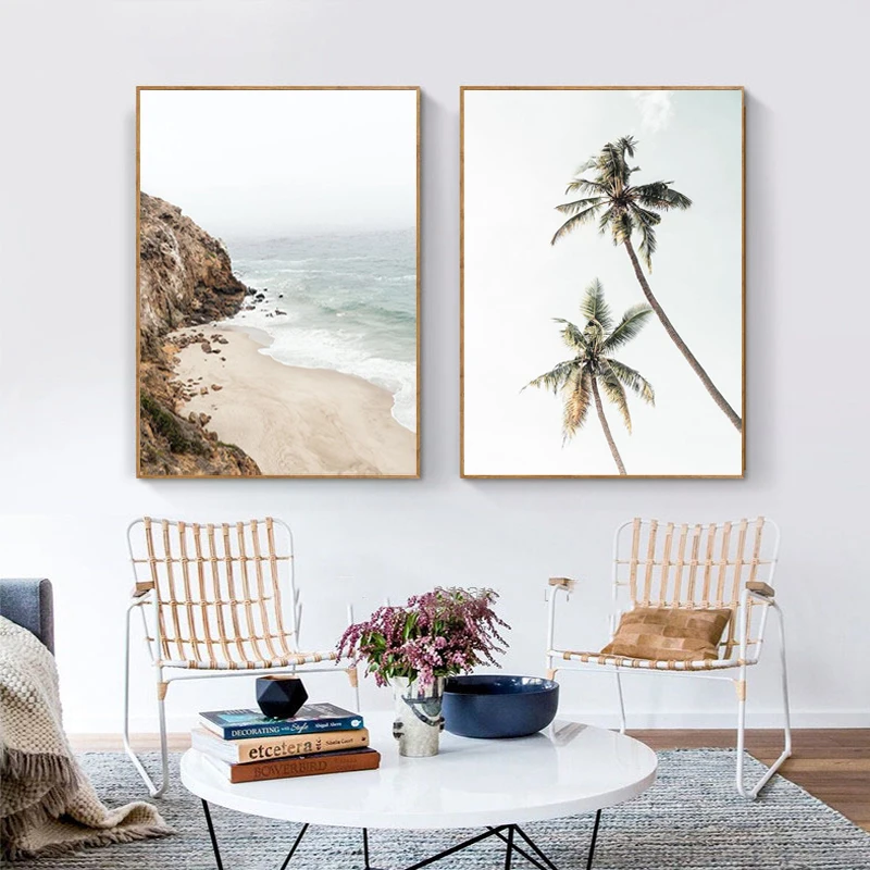 Beach Landscape Photography Canvas Poster Summer Ocean Palm Tree Wall Art Print Scandinavian Nordic Painting Decoration Pictures | Дом и сад