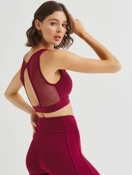 

Fishnet Detailed Sport Tops Women breathable sports anti-sweat shockproof sports bra Yoga top athletic sports running exercise top