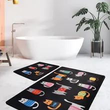 Коврики для ванной нескользящие Противоскользящие коврики Нескользящие противоскользящие черные кошки Djt 2'Li набор 60X100 см-50X60 см