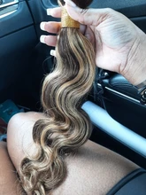 Ali Coco-mechones de pelo brasileño con degradado, extensiones de cabello humano Remy de color resaltado con cierre, P4/30