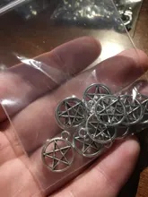 15 Uds. De abalorios de pentagrama de estrella, 17x14mm, colgantes plateados de Color plata antigua, fabricación artesanal, búsqueda de joyería tibetana