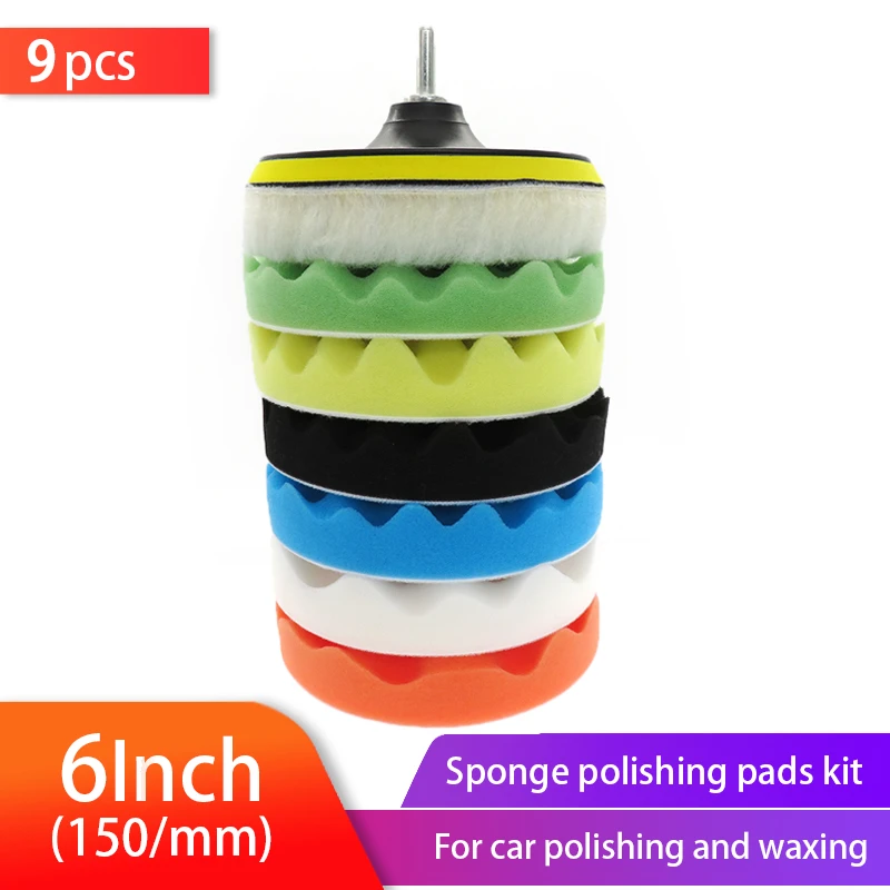 9* Buffing Pad Set 6inch Polishing Disc Buffer Tool For Car Polisher Buffer Pad