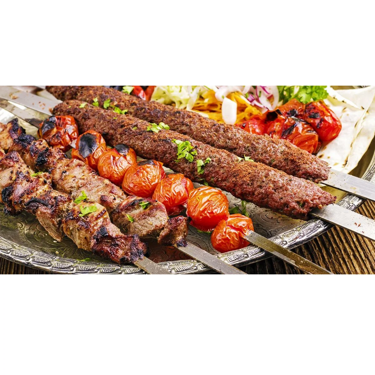 Adana Kebab Doner Meat Minced Chicken Galvanized Skewer 50 Cm Kitchen Barbecue Grill Kebab Skewer Pro Quality Product BBQ Tool