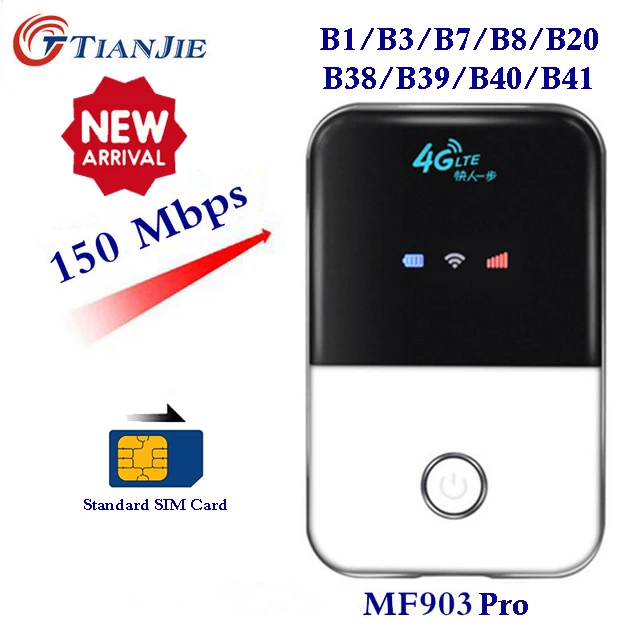 TIANJIE 4G Wifi роутер Lte беспроводной мини Мобильный Wi fi портативный карманный хот-спот автомобильный 3g 4G разблокированный модем со слотом для sim-карты - Цвет: MF903 Pro