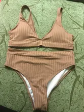 Womens Swimsuits Swimwear Bikini-Set Biquini V-Neck Ribbed Push-Up Black Ingaga Sexy