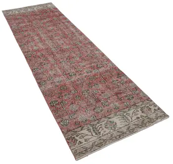 

91x301 Cm Red Handmade Overdyed Runner Rug-3x10 Ft