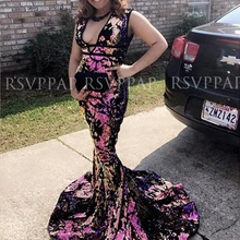 Длинные сверкающие платья для выпускного вечера элегантные вечерние платья с v-образным вырезом и блестками для девочек в африканском стиле