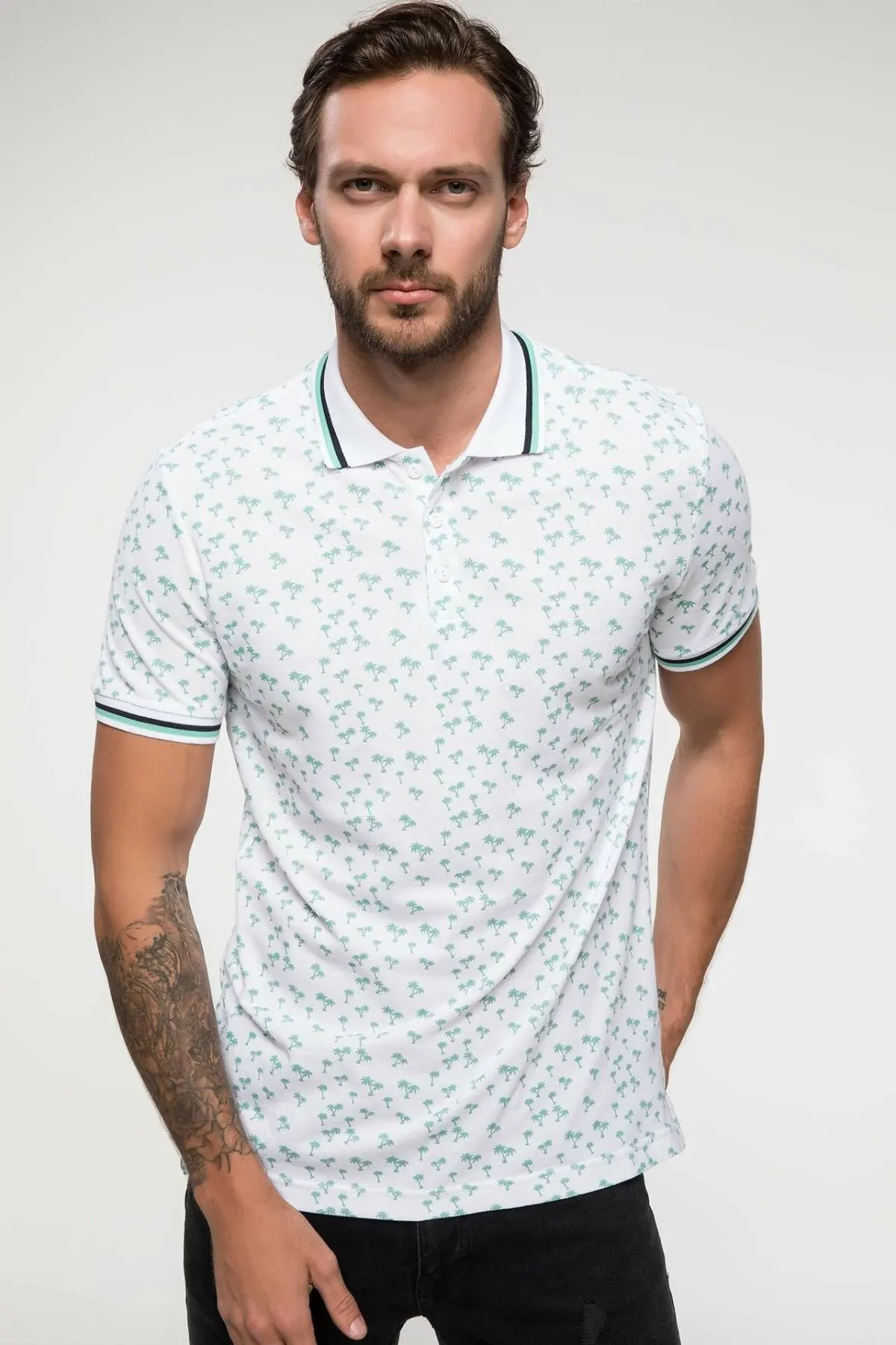 

DeFacto Man Fashion Polo Shirt Casual Fashion Simple Pattern Short Sleeve High Quality Polo Shirt New -I4253AZ18SM