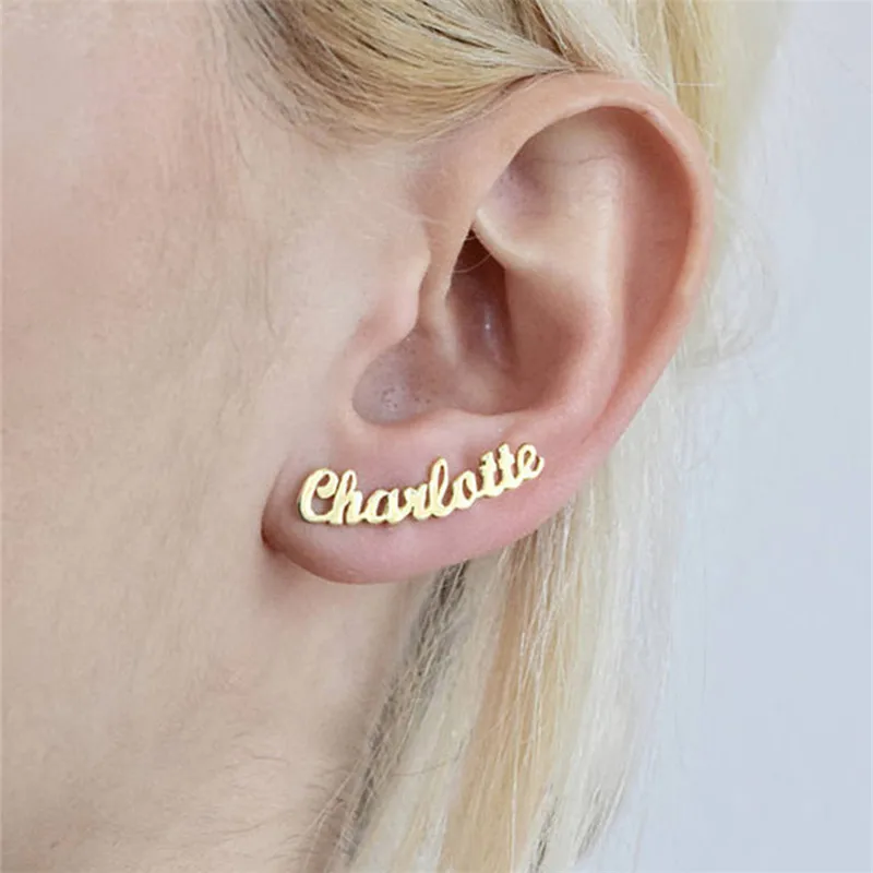 Pendientes de acero inoxidable personalizados con nombre para mujer, pendiente de tuerca con placa con nombre personalizable, el mejor regalo para Amiga