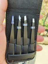 Pinzas antiestáticas de acero inoxidable para mantenimiento de cejas, herramientas de reparación de precisión Industrial, recta, 4 Uds.