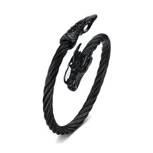 Мужской браслет из нержавеющей стали в форме дракона, Открытый браслет для мужчин, модные простые браслеты, ювелирные изделия для мужчин