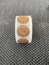 Pegatinas de papel Kraft Natural hechas a mano para embalaje, sello de Gracias pegatina, papelería, 500 Uds.