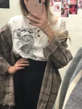 Plaid Shirt Blouse Oversize Top Women Blusas Long-Sleeve Girls Plus-Size Femme Female