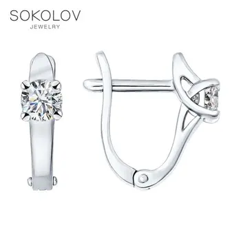 

SOKOLOV Silver drop earrings with stones with cubic zirconia fashion jewelry silver 925 women's male, long earrings