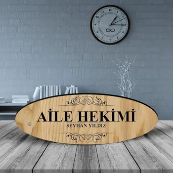 

Personalized Professional Family Dentist Wood Oval Table İsimliği - 1