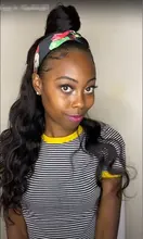 Headband Wig Human-Hair Body-Wave Full-Machine High-Density Women for Designer