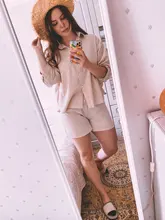 Msfancy-Conjunto de dos piezas de verano para Mujer, conjunto de pantalones cortos de 2021 algodón, camisa holgada Vintage Bohemia, pantalones cortos de cintura alta