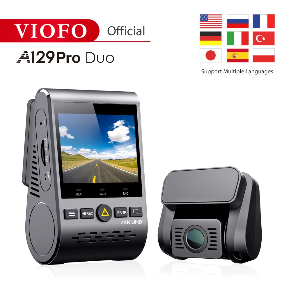 A129 Pro Duo VIOFO 4K Dual Dash Cam Ultra HD 4K для дорожного фронта Новейшая 4k DVR Автомобильная камера с HK3 super nigjt vision