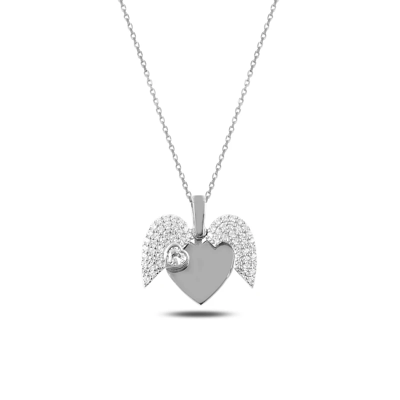 

Silver 925 Sterling Zircon Cubic Zirconia Opens Heart Pendant