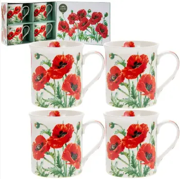 

Set of mugs poppies 4 PCs 275 ml