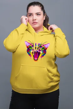 

Angemiel Wear Colorful Cat Yellow Women 'S Hooded Sweatshirt