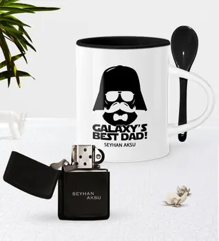 

Personalized Galaxy Best Father Black Spoon Mug Gasoline Lighter Seti-1