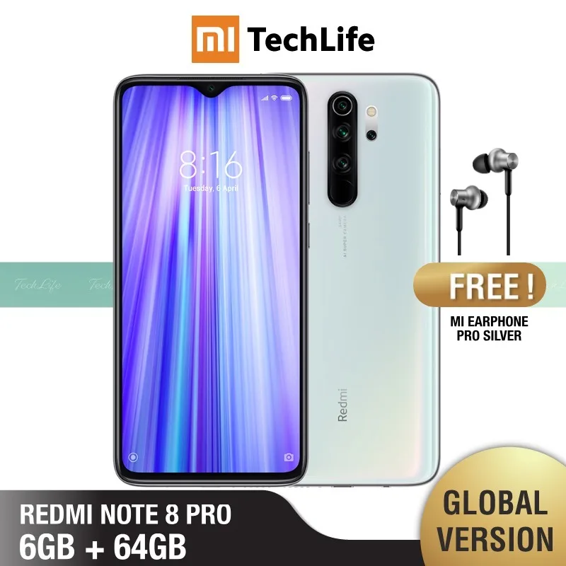 Global Version Xiaomi Redmi Note 8 Pro 64GB ROM 6GB RAM (Brand New / Sealed) note 8 pro, note8pro, note8 Smartphone Mobile