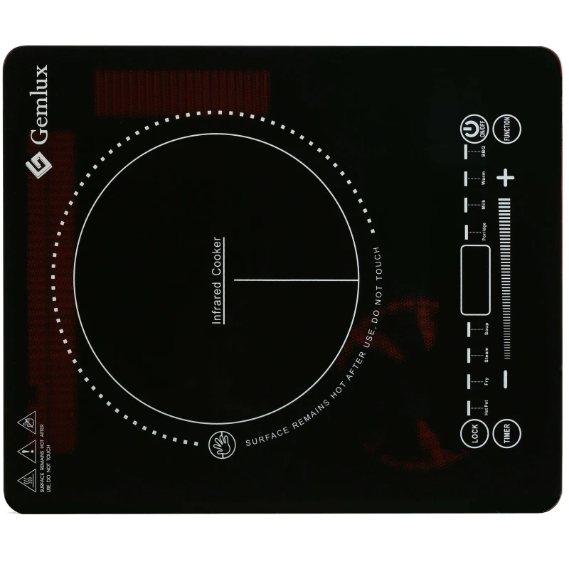 Плита электрическая GEMLUX GL-IC-222 (мощность 2000 Вт, 1 конфорка, ЖК-дисплей, стеклокерамическая поверхность, температура 90-650оС, таймер на 3 ч, защита от перегрева)
