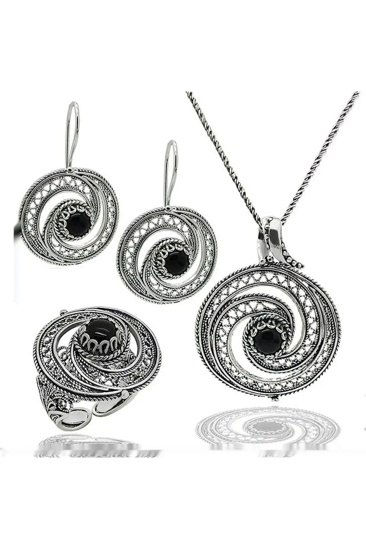 

Silver Jewelry Set Filigree Lava
